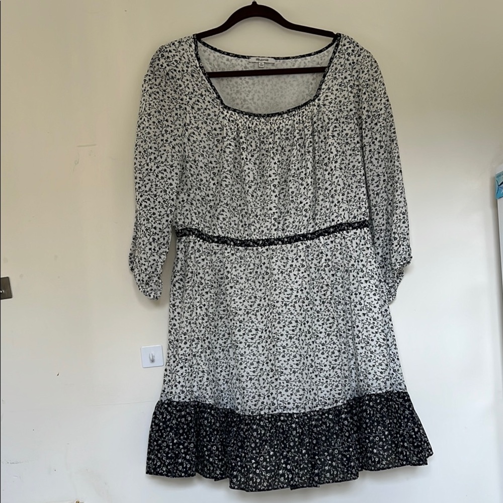 Madewell Floral Black and White Dress